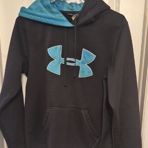 Under Armour Black Hoodie with Teal Logo